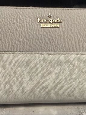 kate spade Two-Tone Light Pink & Cream Wallet (more grey & beige) with Gold Logo